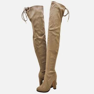 Cape Robbin Mona 1 Faux Suede Thigh High Boots Tan 9